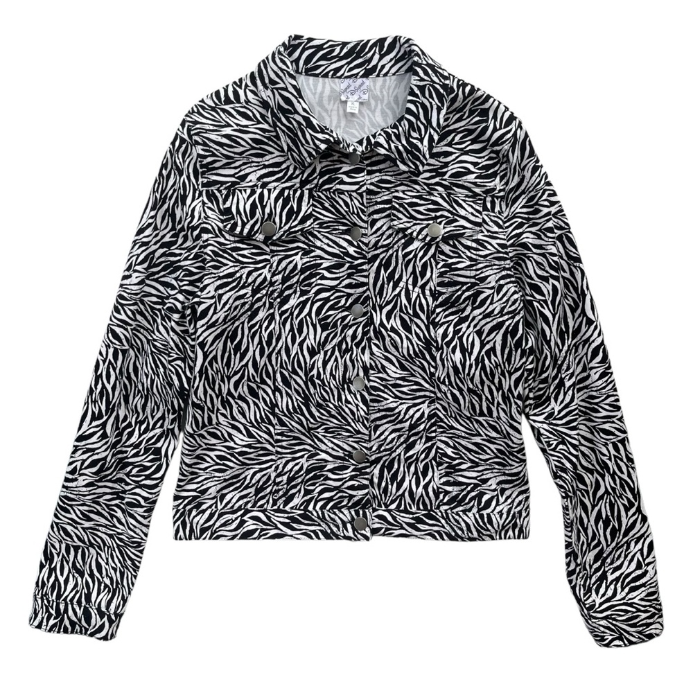 Disney D-Signed Girl’s XL Black White, Zebra Print Button Cotton Jacket #L865JC1